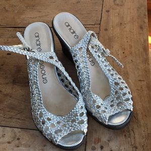 Andre Assous Metalic Silver Wedge Shoes